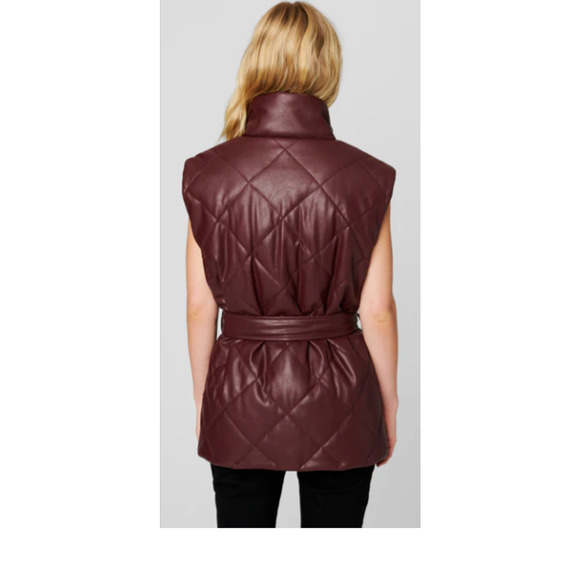 BLANK NYC Burgundy Faux Leather HOT SHOT VEST with Belt Small 4-8 NEW - Picture 3 of 10